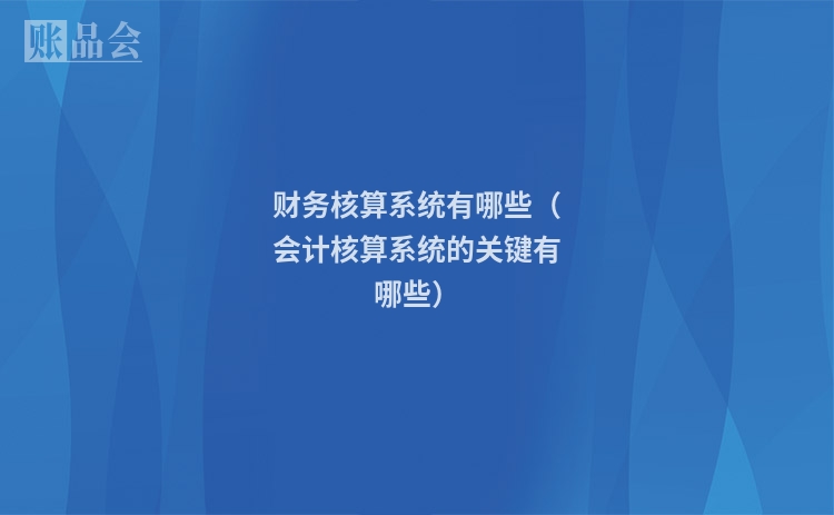 财务核算系统有哪些（会计核算系统的关键有哪些）